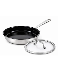 Alva Maestro 9.5" Nonstick Stainless Steel Frying Pan with Glass Lid