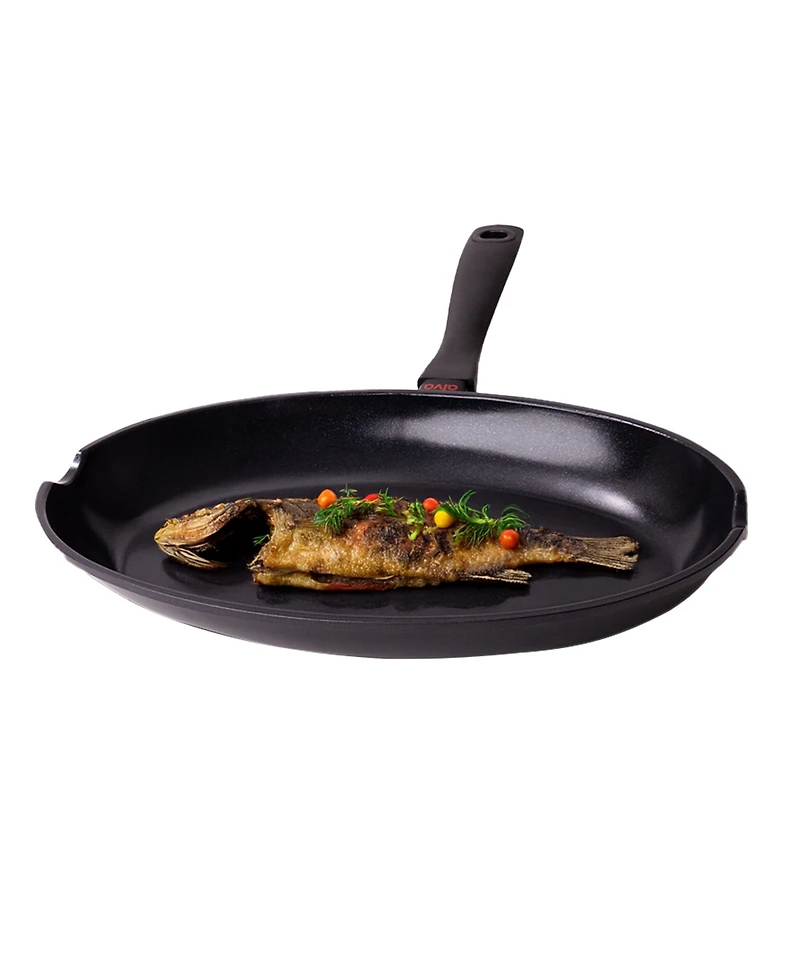 Alva Energy 13.4" Oval Nonstick Ceramic Fish Frying Pan – Non-Toxic, Pfas-Free, Whole Fish Ready