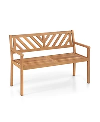 Gouun 2-Person Acacia Wood Patio Bench with Armrests and Backrest