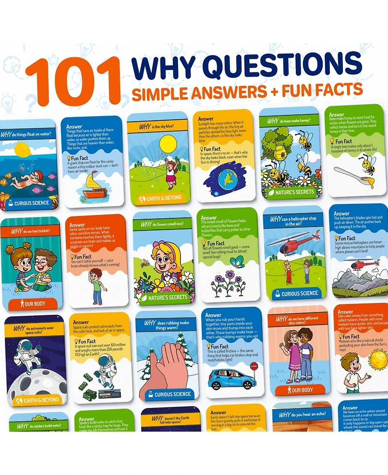 Quokka 101 Why Flash Cards for Kids Ages 4-8 - Educational Card Game with Simple Explanations and Fun Facts About Science, Nature and Space