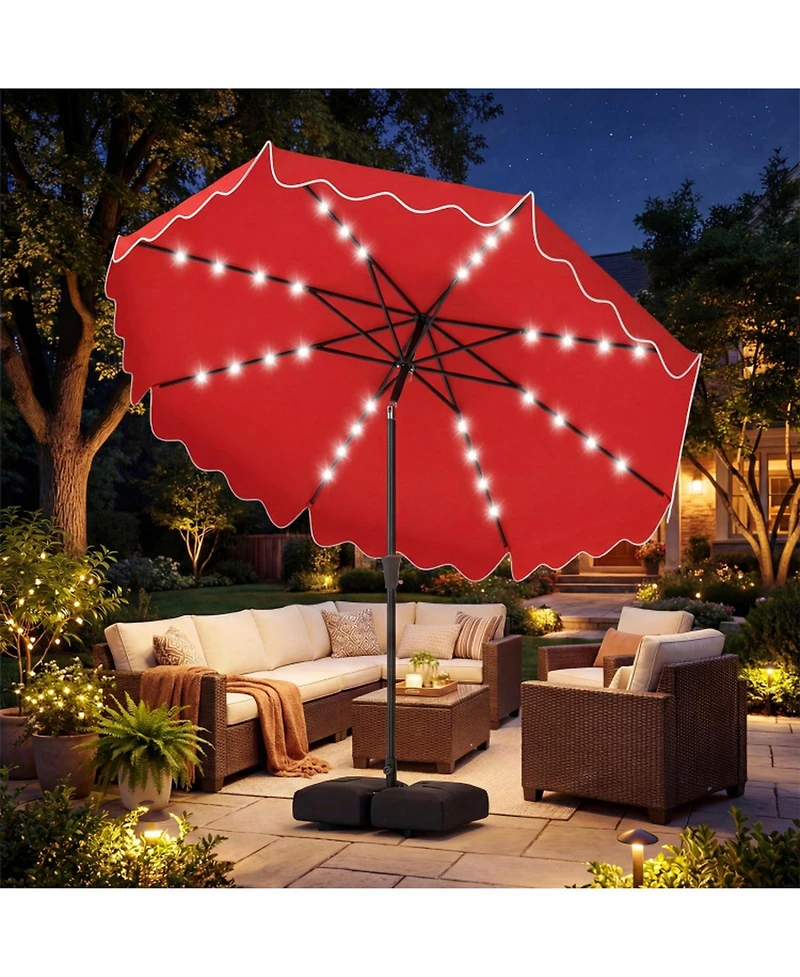 Gouun 10-Foot Solar Led Patio Umbrella with Weighted Base