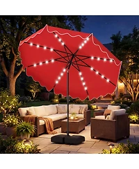 Gouun 10-Foot Solar Led Patio Umbrella with Weighted Base