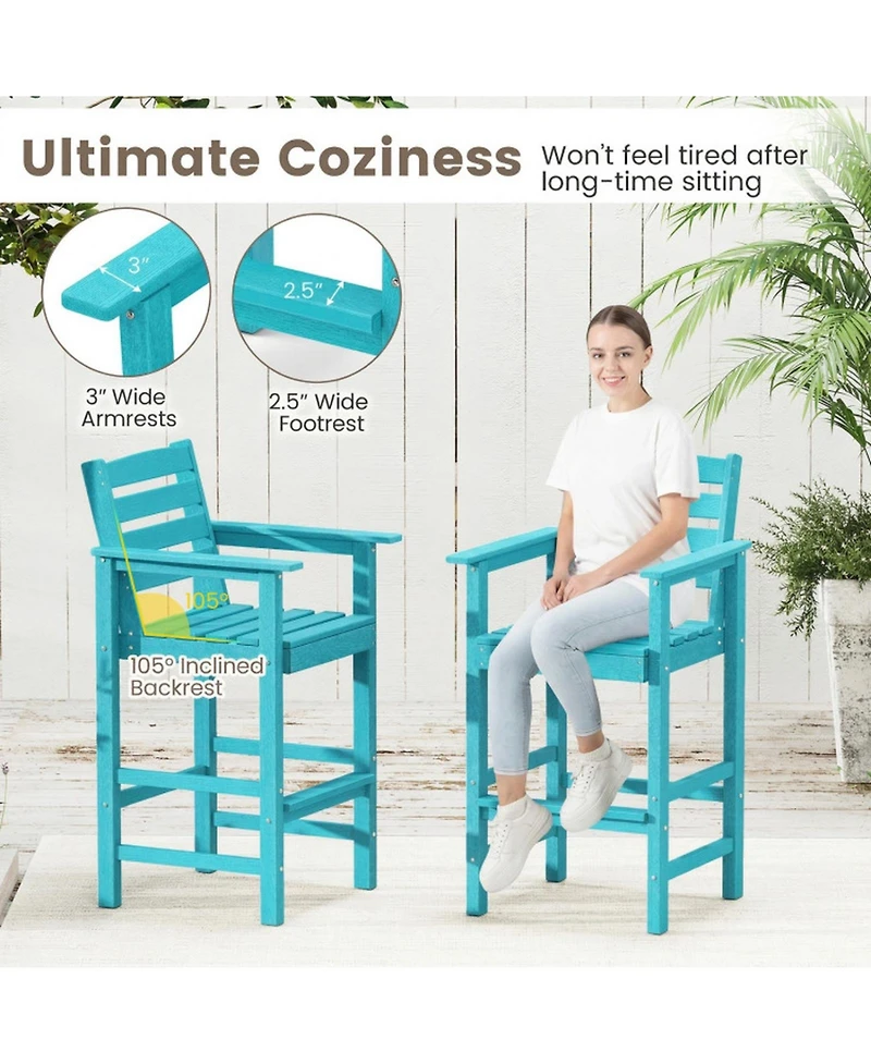 Gouun 3-Piece Outdoor Bar Set with Square High-Top Table and 2 Bar Chairs