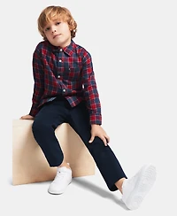 Tommy Hilfiger Toddler Boys' 2T-5T Long-Sleeve Plaid Shirt and Pants, 2-Piece Set