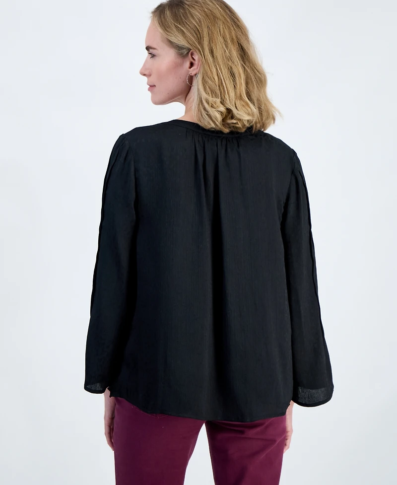 Style & Co Petite Y-Neck Long Bell-Sleeve Blouse, Macy's Exclusive