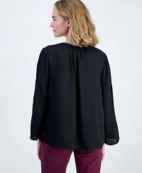 Style & Co Petite Y-Neck Long Bell-Sleeve Blouse, Macy's Exclusive