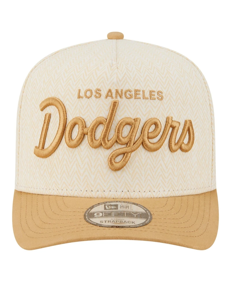 New Era Men's Cream Los Angeles Dodgers Herringbone 9FIFTY A-Frame Snapback Hat