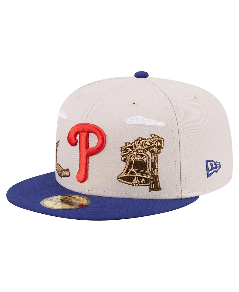 New Era Men's Khaki Philadelphia Phillies City Icon 59FIFTY Fitted Hat