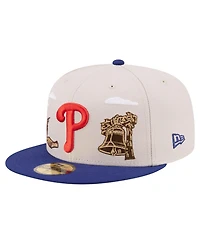 New Era Men's Khaki Philadelphia Phillies City Icon 59FIFTY Fitted Hat