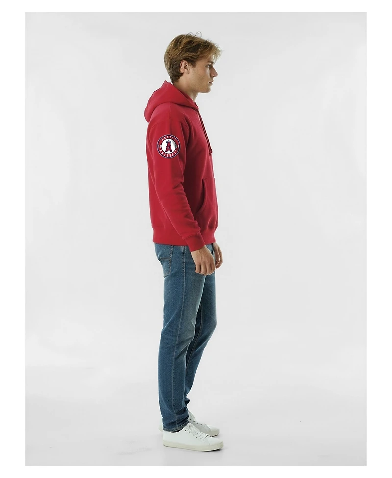 Champion Men's Red Los Angeles Angels Reverse Weave Chenille Hoodie