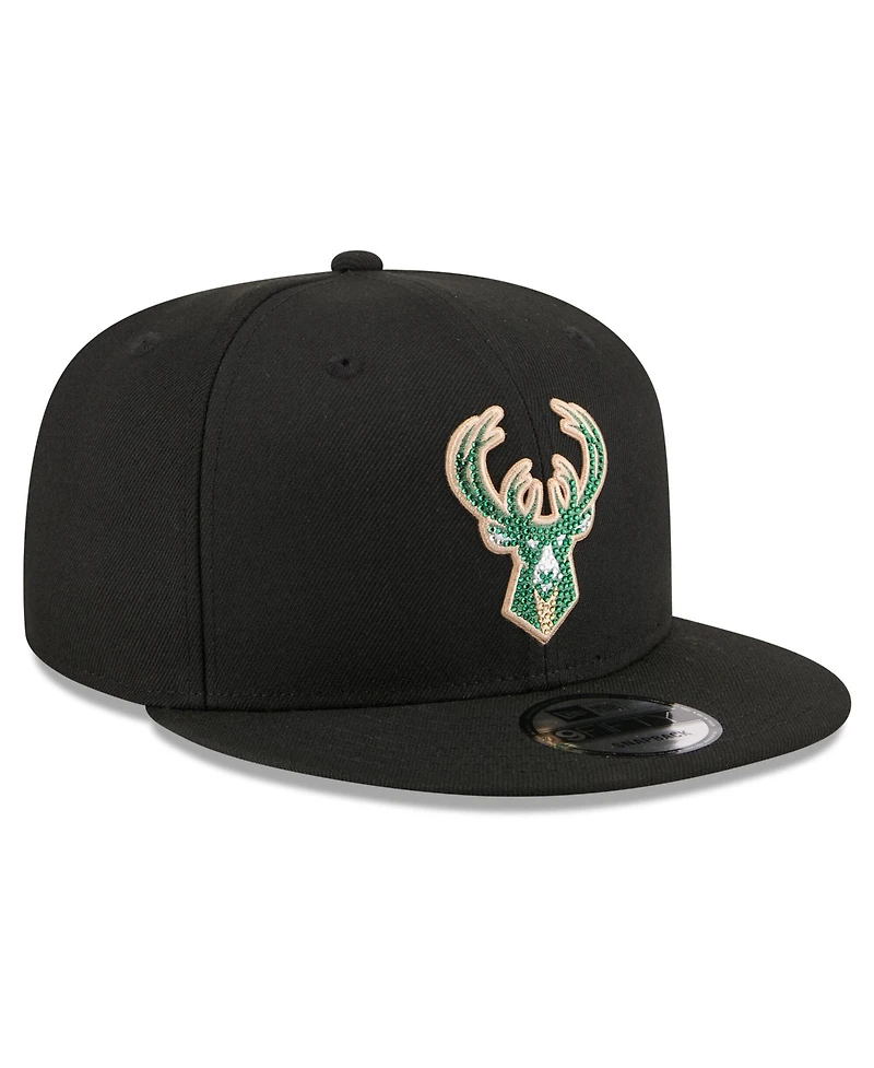 New Era Men's Black Milwaukee Bucks 2026 Nba Draft Crystal 9FIFTY Snapback Hat