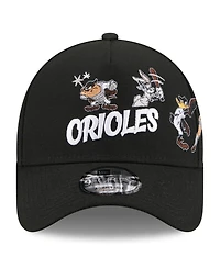 New Era Big Boys and Girls Black Baltimore Orioles Looney Tunes A-Frame 9FORTY Adjustable Hat