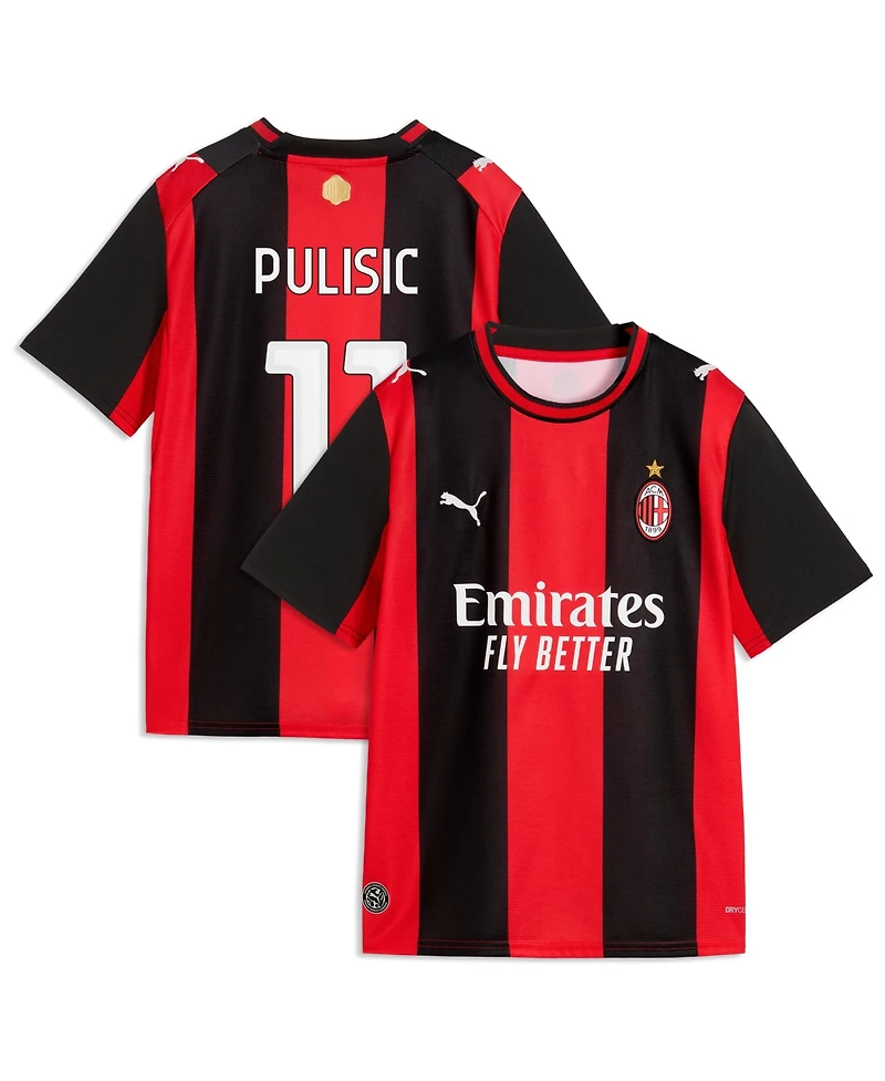 Puma Big Boys and Girls Christian Pulisic Black/Red Ac Milan 2026/27 Home Replica Jersey