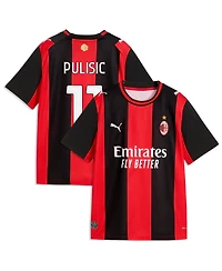 Puma Big Boys and Girls Christian Pulisic Black/Red Ac Milan 2026/27 Home Replica Jersey
