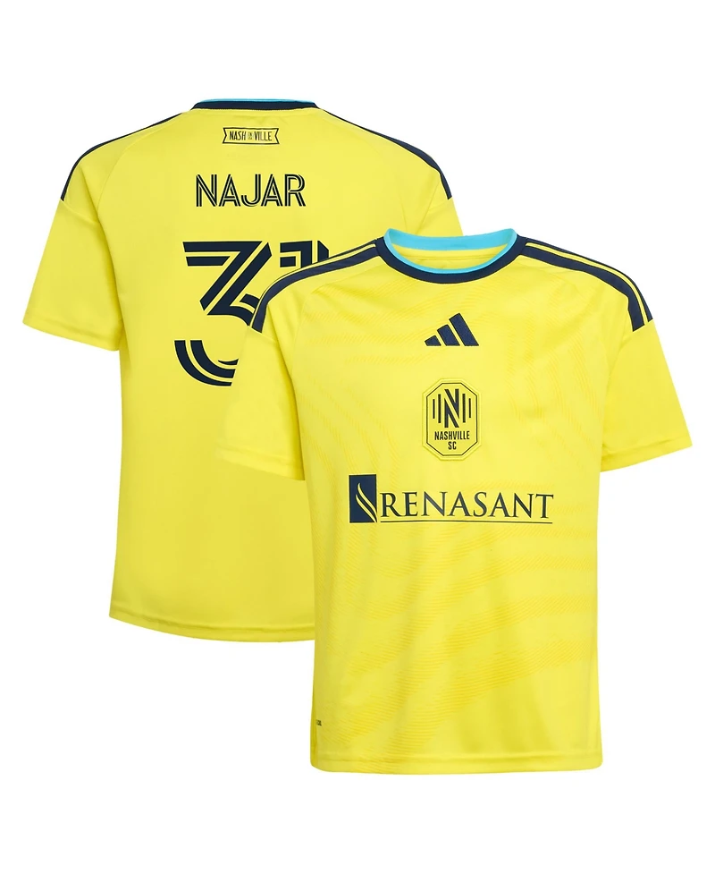 Adidas Big Boys and Girls Andy Najar Yellow Nashville Sc 2026 The Reverb Kit Replica Jersey