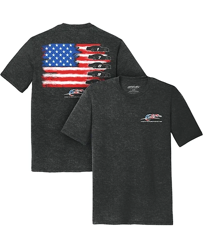 Jr Motorsports Official Team Apparel Men's Heather Black American Flag T-Shirt