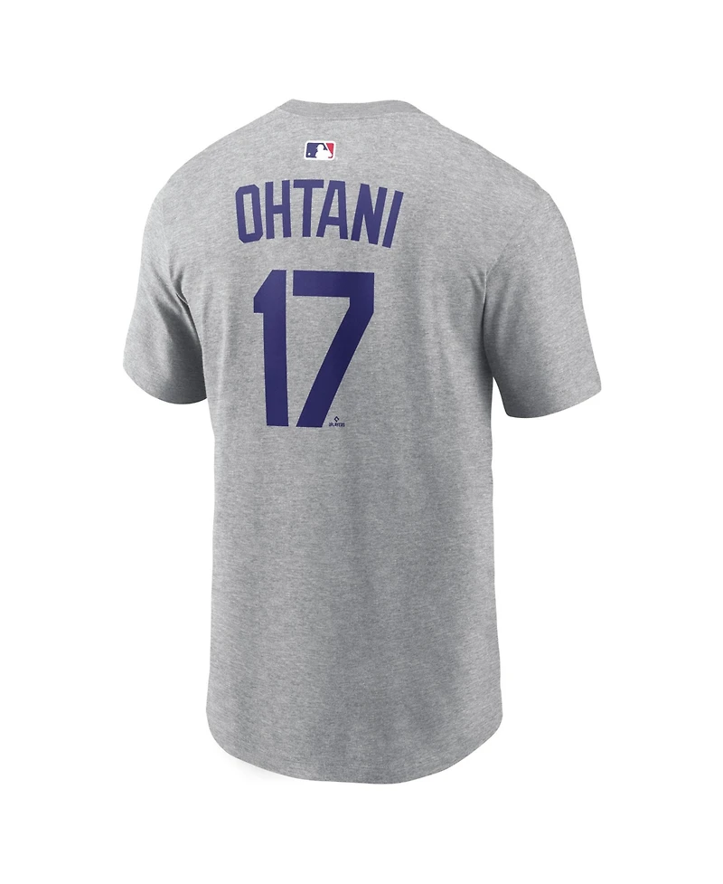 Nike Men's Shohei Ohtani Heather Gray Los Angeles Dodgers Name & Number T-Shirt