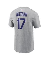 Nike Men's Shohei Ohtani Heather Gray Los Angeles Dodgers Name & Number T-Shirt