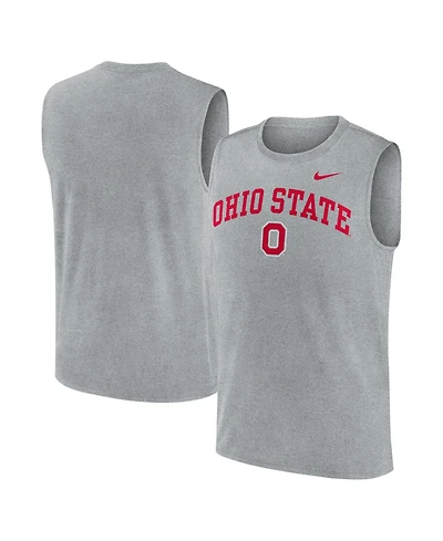 Nike Men's Heather Gray Ohio State Buckeyes Primetime Legend Arch Dri-fit Muscle Tank Top