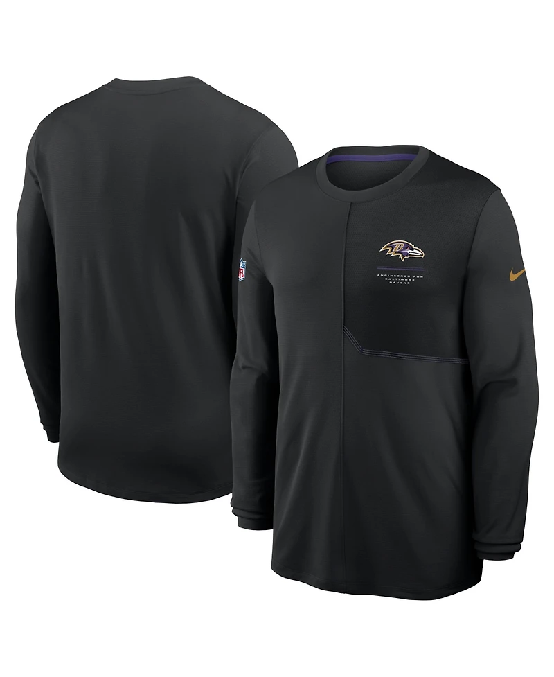Nike Men's Black Baltimore Ravens Sideline Coaches Uv Dri-fit Long Sleeve Shirt