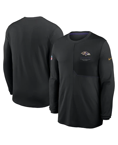 Nike Men's Black Baltimore Ravens Sideline Coaches Uv Dri-fit Long Sleeve Shirt