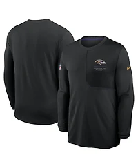 Nike Men's Black Baltimore Ravens Sideline Coaches Uv Dri-fit Long Sleeve Shirt