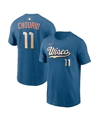 Nike Men's Jackson Chourio Mineral Blue Milwaukee Brewers City Connect Name & Number T-Shirt