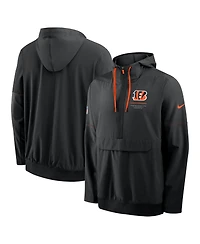 Nike Men's Black Cincinnati Bengals Sideline Anorak Half-Zip Hooded Jacket