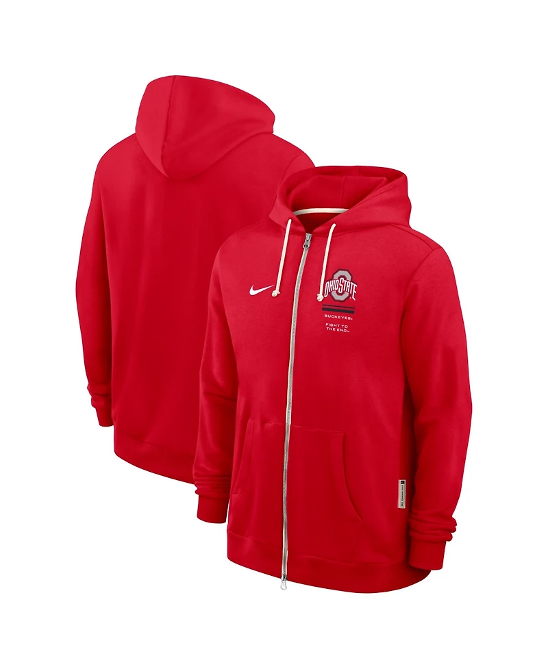 Nike Men's Scarlet Ohio State Buckeyes 2026 Sideline Standard Issue Dri-fit Full-Zip Hoodie