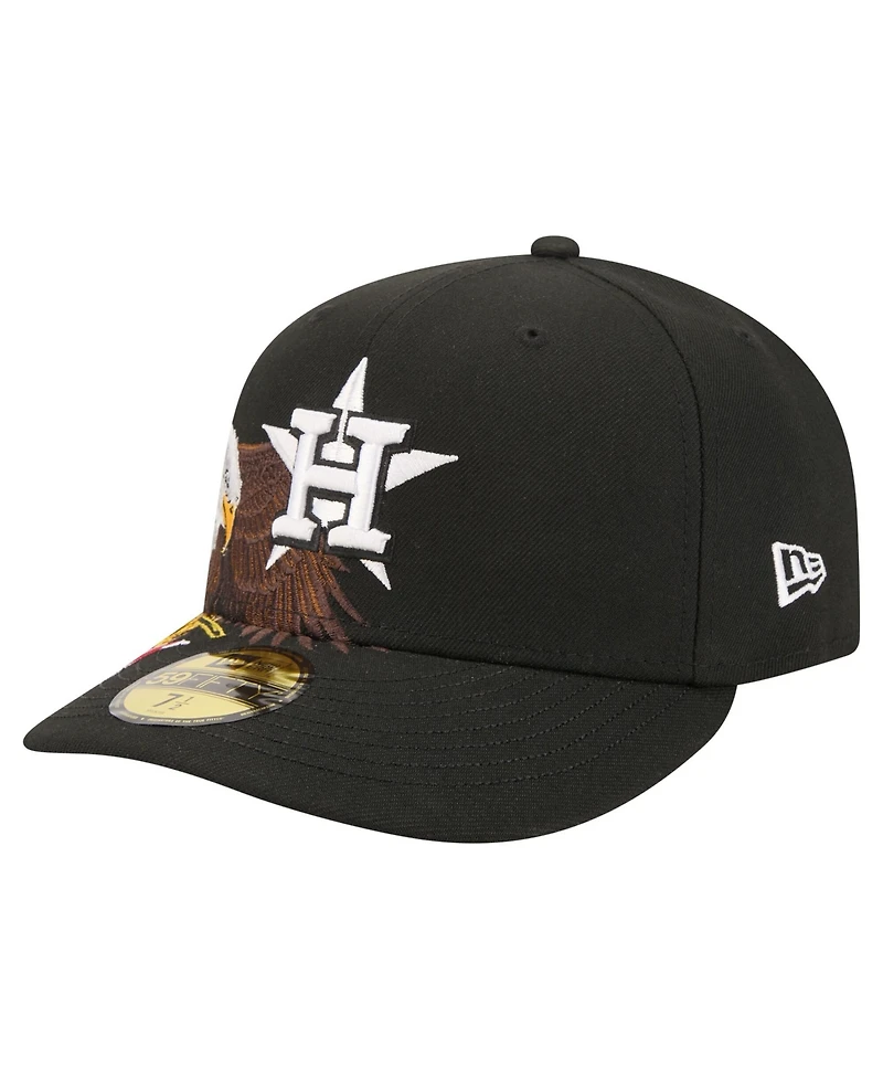 New Era Men's Black Houston Astros Americana Bald Eagle Pre-Curved 59FIFTY Fitted Hat