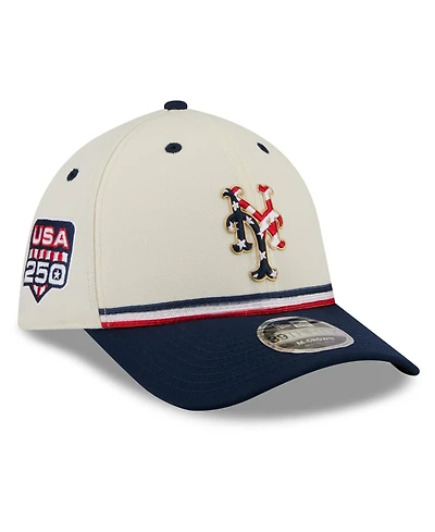 New Era Men's Cream/Navy New York Mets Usa 250 Fourth of July 39THIRTY M-Crown Flex Hat