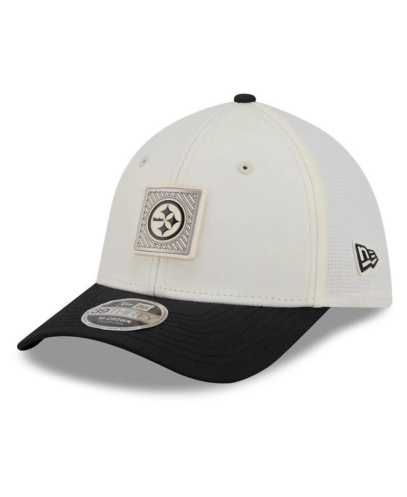 New Era Men's Cream/Black Pittsburgh Steelers 2026 Nfl Training Camp 39THIRTY Flex Hat
