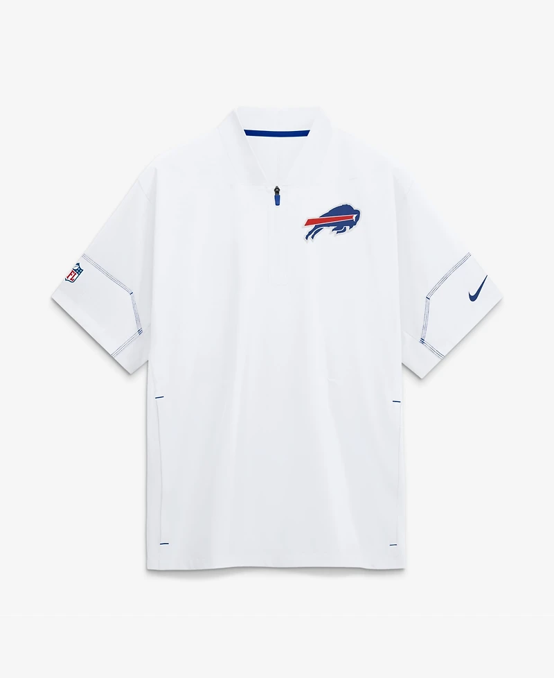 Nike Men's White Buffalo Bills Sideline Short Sleeve Quarter-Zip Coaches Jacket