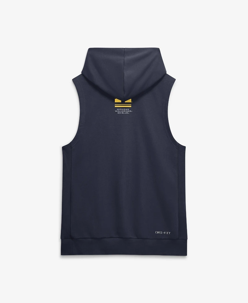 Jordan Men's Navy Michigan Wolverines 2026 Sideline Sleeveless Dri-fit Hoodie