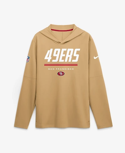 Nike Men's Gold San Francisco 49ers Sideline Lightweight Long Sleeve Hooded Dri-fit T-Shirt