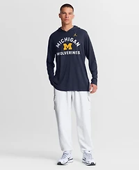 Jordan Men's Navy Michigan Wolverines Primetime Arch Tri-Blend Dri-fit Long Sleeve Hooded T-Shirt