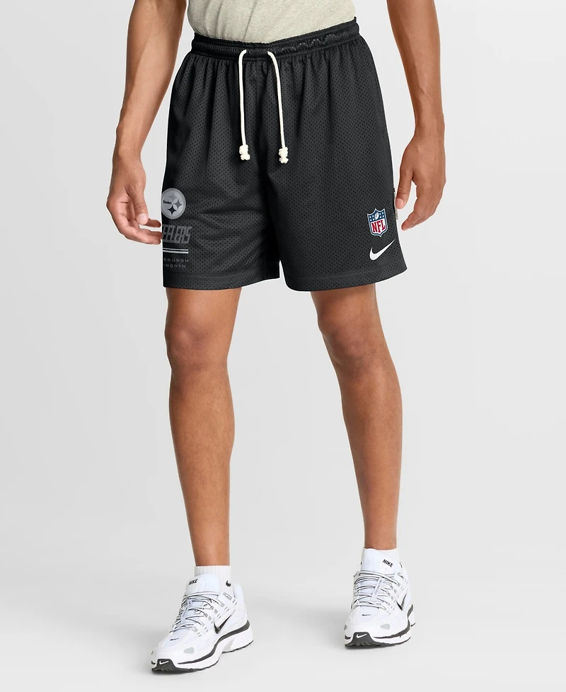 Nike Men's Black/Platinum Pittsburgh Steelers Sideline Standard Issue Dri-fit Reversible Shorts
