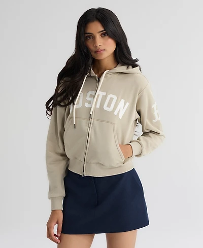 Fanatics Women's Sepia Tint Boston Red Sox Iconic Terry Full-Zip Hoodie