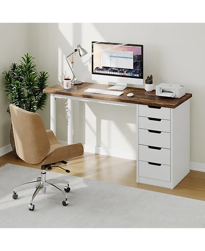 gaomon Modern 5 Drawer Home Office Desk - Spacious Writing Table with Ample Storage, Sturdy and Stylish Design, Easy to Assemble
