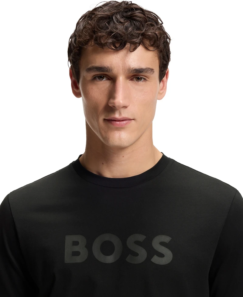 Boss by Hugo Men's Cotton-Jersey Logo Artwork Regular-Fit T-Shirt