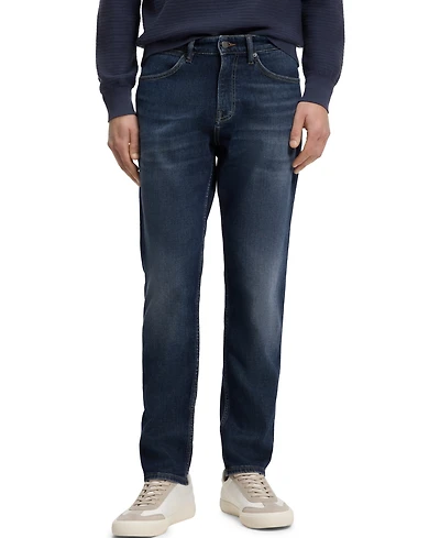 Boss by Hugo Men's Stretch Cotton Contrast Stitching Tapered-Fit Jeans