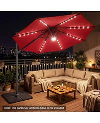 Gouun 10 Ft Cantilever Patio Umbrella with 28 Solar Led Lights