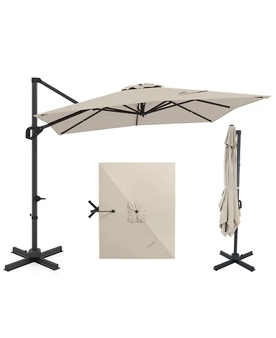 Gouun 11 x 9 Ft Rectangular Cantilever Patio Umbrella with Tilt