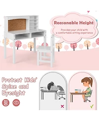 Gouun Kids Desk and Chair Set with Hutch and Bulletin Board