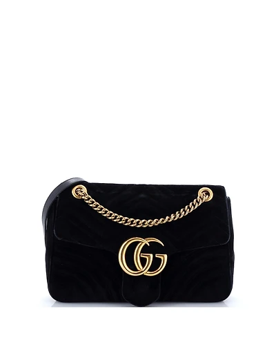 Pre-Owned Gucci Medium Gg Marmont Flap Bag Matelasse Velvet
