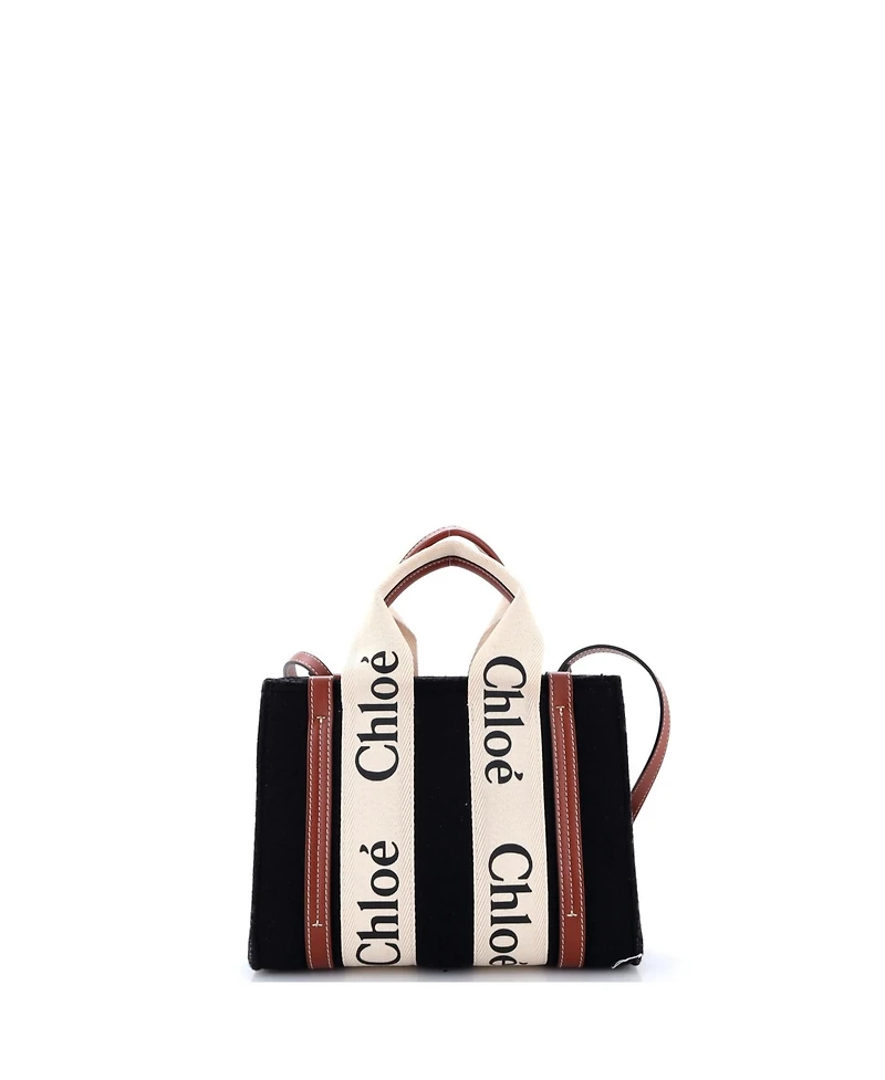Pre-Owned Chloe Woody Tote Felt with Leather and Canvas