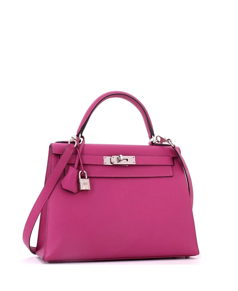 Pre-Owned HERMES Kelly Handbag Pink Epsom with Palladium Hardware