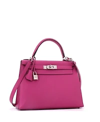 Pre-Owned HERMES Kelly Handbag Pink Epsom with Palladium Hardware