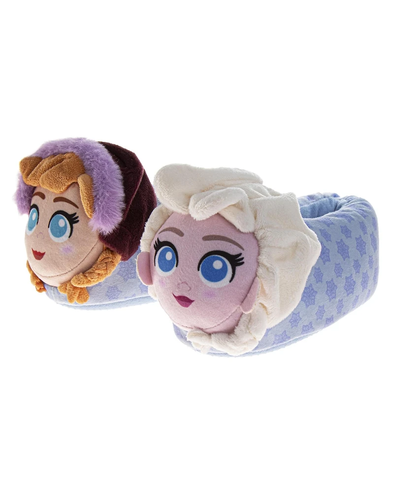 Disney Frozen 3D Anna & Elsa Girls' Slippers Warm, Fluffy, and Comfortable House Footwear (Toddler Sizes 5-10 / Little Kid 11-1)