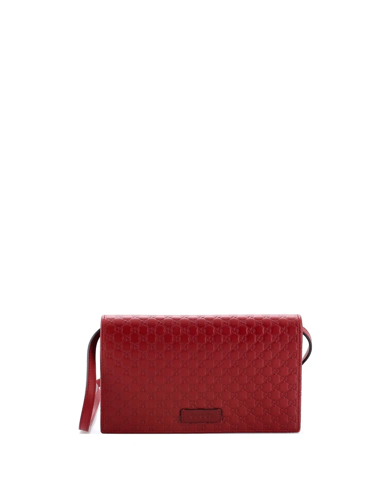 Pre-Owned Gucci Wallet on Strap Microguccissima Leather